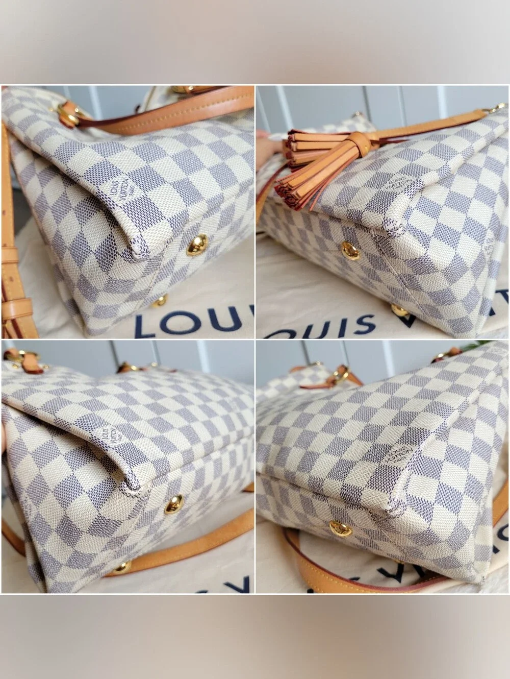 Louis Vuitton Damier Azur Satchel in Beige and Tan
